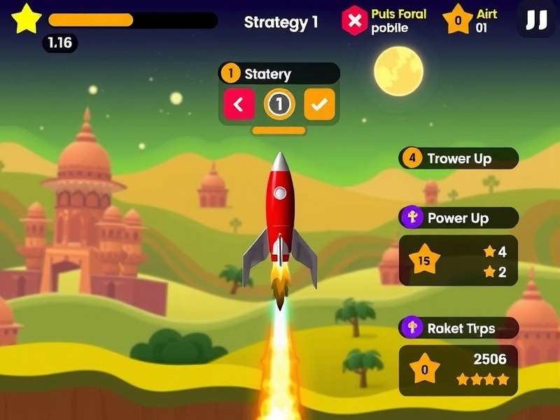 Papri Rocket Run gameplay screenshot showing rocket racing through Indian-inspired landscape